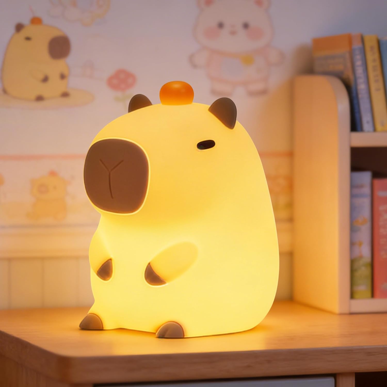 FAMIDUO-BrightenYourLife FAMIDUO Capybara Night Light, Long-Lasting Silicone Squishy Lamp, Cute Animal Nursery Light with 20-Min Timer, Dim…