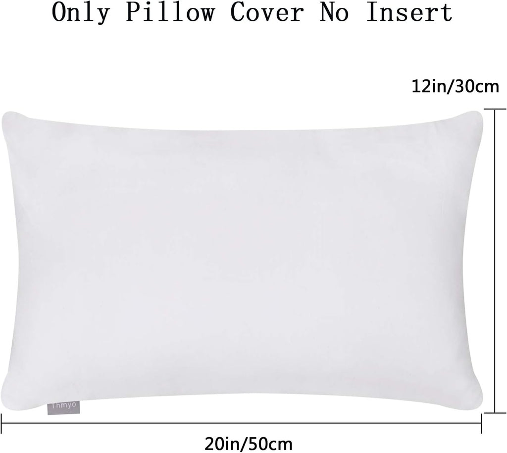 Thmyo 4-Pack 100% Cotton Lumbar Comfortable Solid Decorative Throw Pillow Case Rectangle Cushion Cover DIY Throw Pillowcase for Sofa Bed(On…