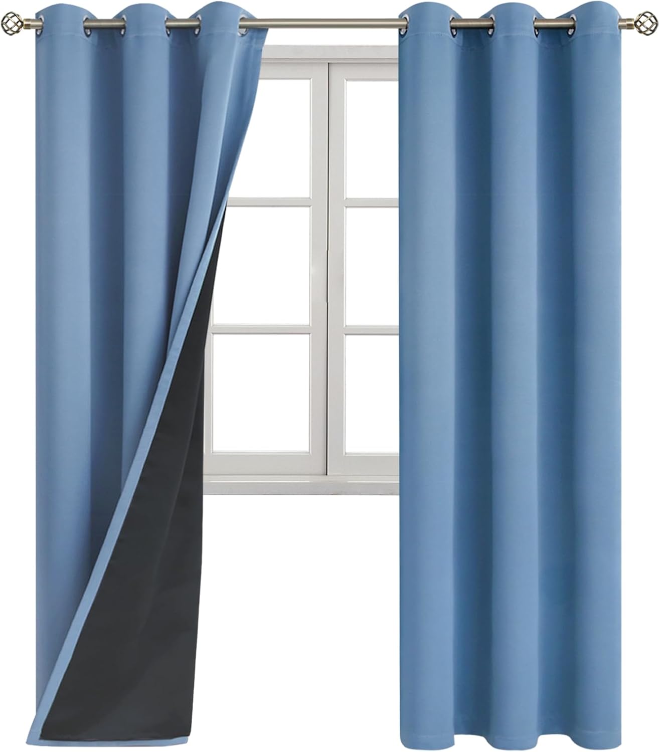 BGment Thermal Insulated 100% Blackout Curtains for Bedroom with Black Liner, Double Layer Full Room Darkening Noise Reducing Grommet Curta…