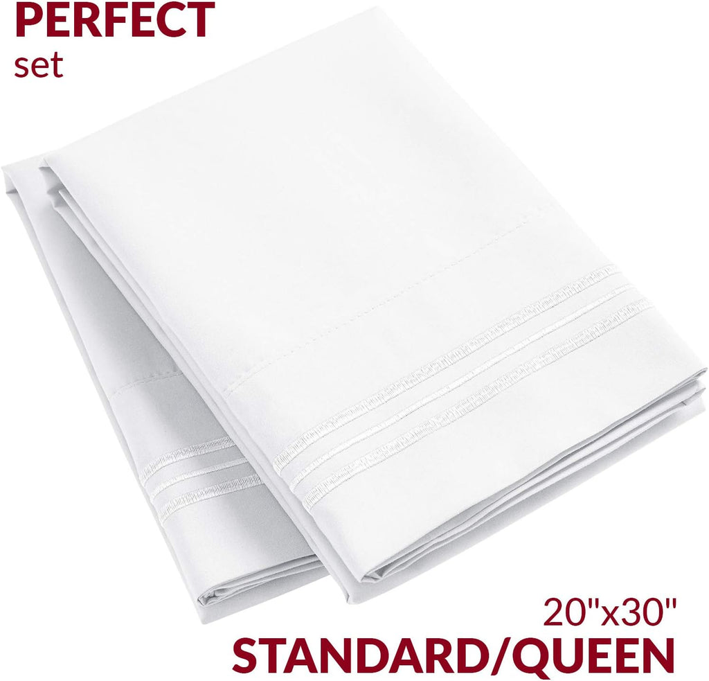 Mellanni Pillow Cases - Luxury, Extra Soft, Cooling Pillow Covers - 2 PC Iconic Collection Pillowcases - Envelope Closure (Standard/Queen 2…