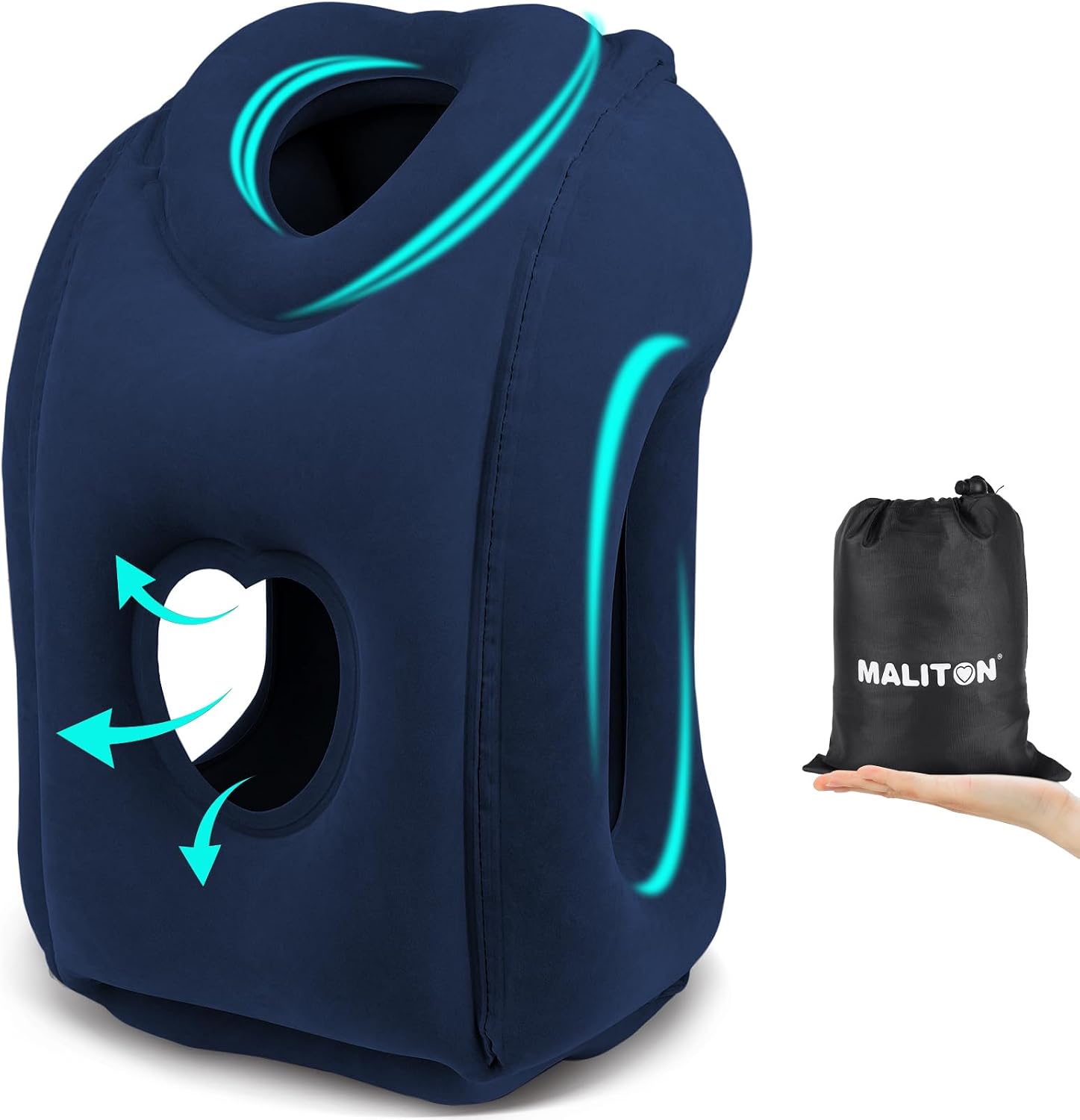 Maliton Inflatable Travel Pillow for Airplane Comfortable Sleeping to Relieve Neck and Shoulder Pain, Support Head Inflatable Pillow for…
