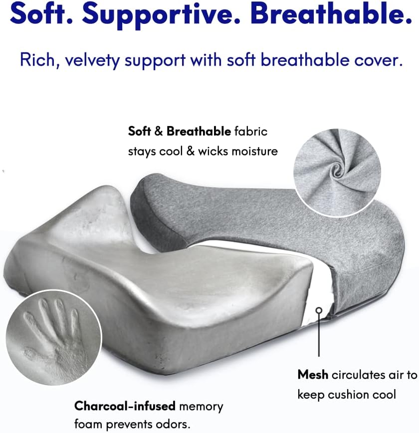 C CUSHION LAB Patented Pressure Relief Seat Cushion for Long Sitting Hours on Office/Home Chair, Car, Wheelchair - Extra-Dense Memory…
