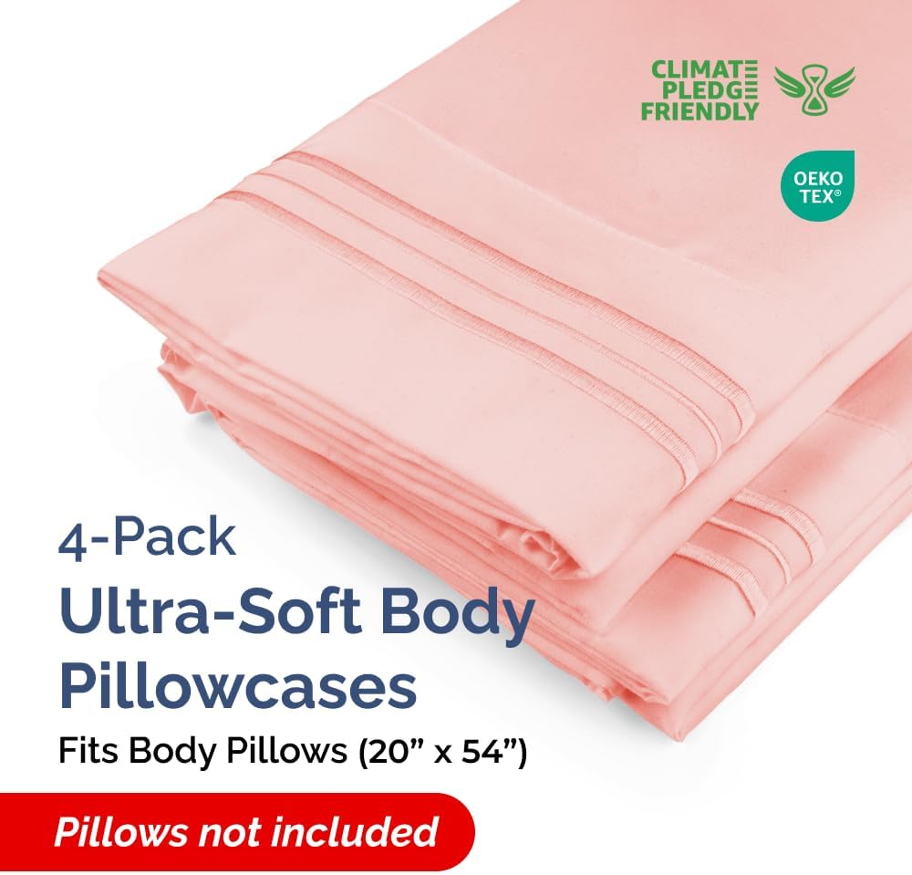 Body Pillowcases Set of 4-20x54 Long Body Pillow Case - Soft Body Pillow Cover for Sleeping & Side Sleepers - Comfy, Breathable & Fade…
