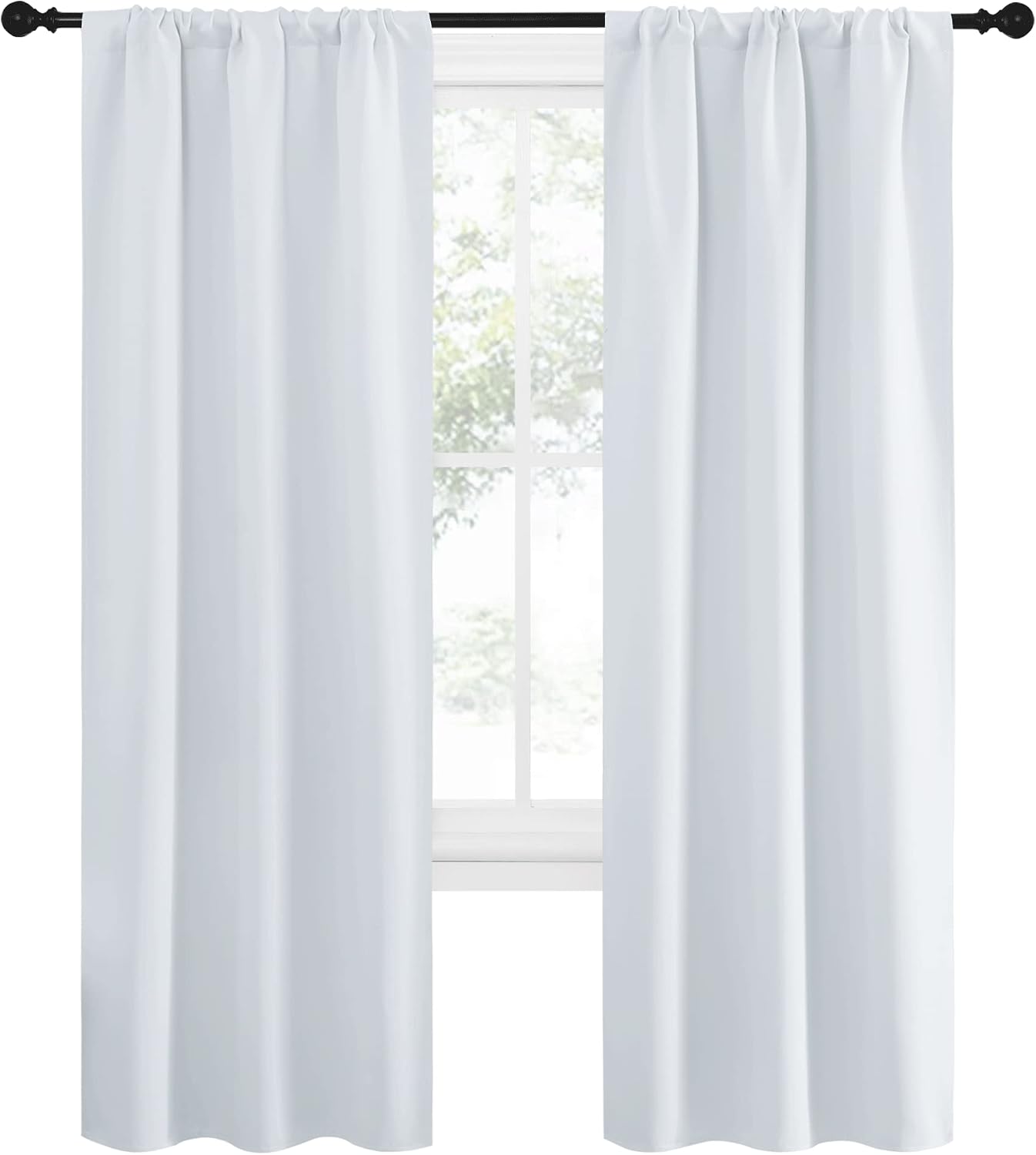 NICETOWN Greyish White Window Curtain Panels - Thermal Insulated Rod Pocket Room Darkening Curtain Sets for Bedroom (Greyish White, 2…