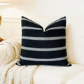 Slow Cow Decorative Jacquard Textured Woven Stripe Throw Pillow Cover Cushion Cover 26 x 26 Inches Black Mixed Off White