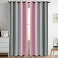 Yakamok Ombre Pink and Grey Curtains for Bedroom, Gradient Room Darkening Curtains, Grommet Thermal Insulated Light Blocking Window Drapes/…