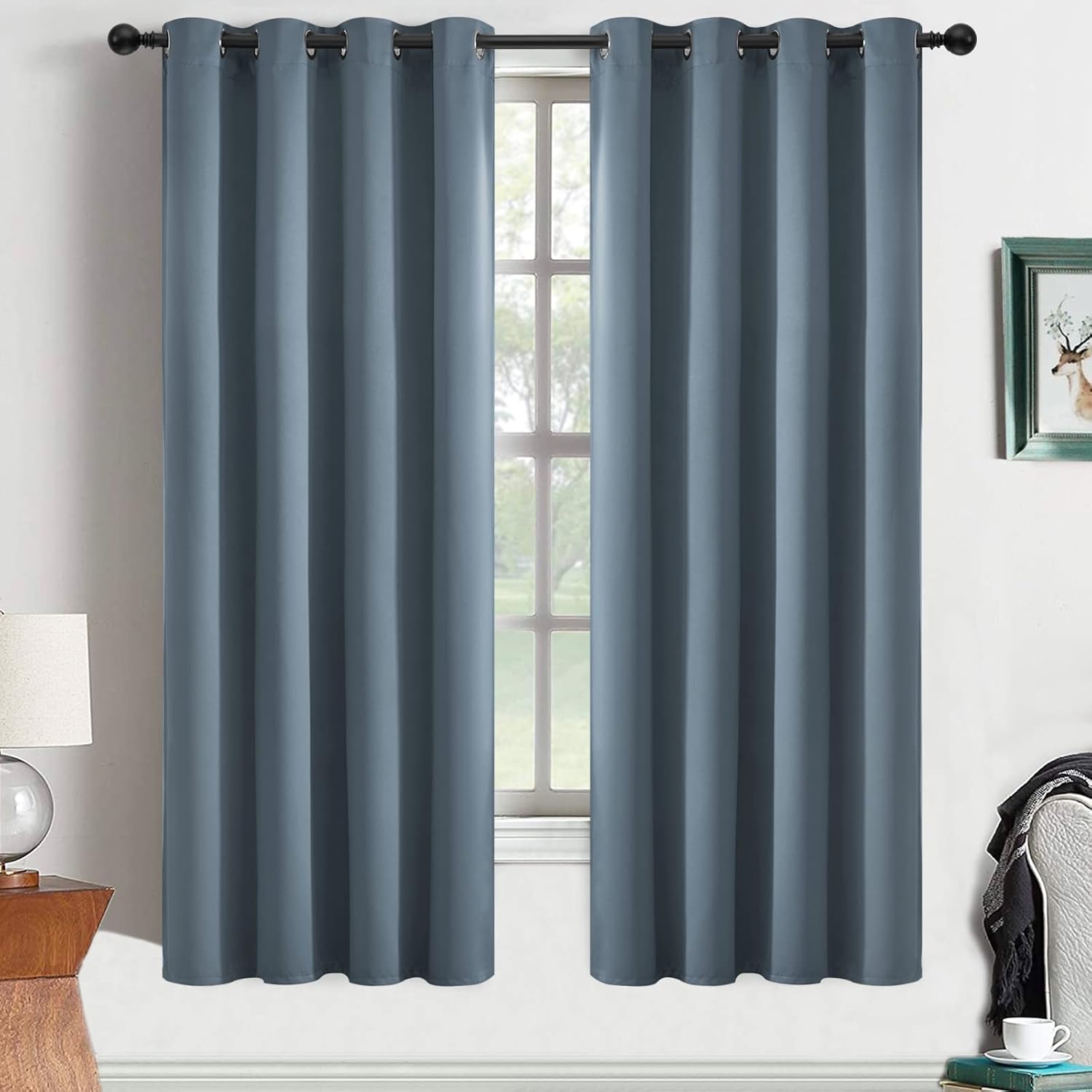 Yakamok Light Blocking Room Darkening Thermal Curtain Panels Blackout Curtains Solid Grommet Top Window Drapes/Panels for Bedroom/Living…