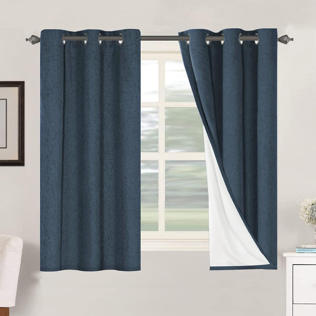 H.VERSAILTEX Primitive Linen Blackout Curtains with Burlap Fabric and White Thermal Insulated Liner, Grommet Top Curtains for Living…