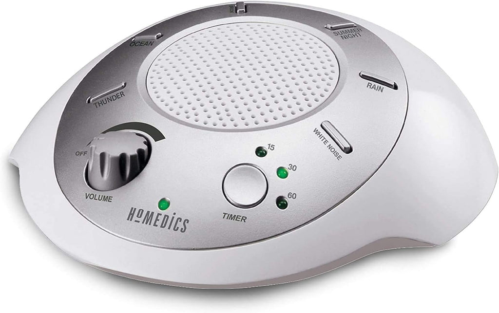 Homedics SoundSleep White Noise Sound Machine, Silver, Small Travel Size with 6 Relaxing Nature Sounds, Portable relaxation for Home…