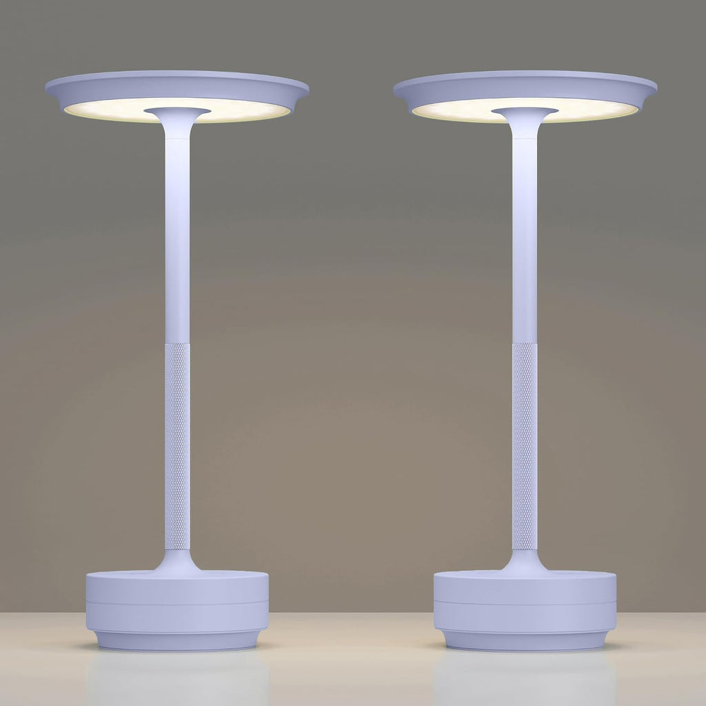 TBBGA 2 Pack Rechargeable Cordless Table Lamps, Portable 5000mAh Outdoor Table Light, 3 Color Stepless Dimming LED Table Lamp with Memory…