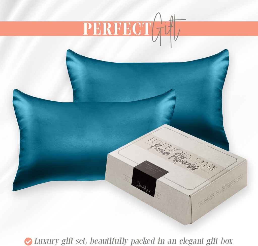 Elegantcomfort Elegant Comfort Silky and Luxurious 2-Piece Satin Pillowcase Set for Healthier Skin and Hair, Hidden Zipper Closure and Beau…