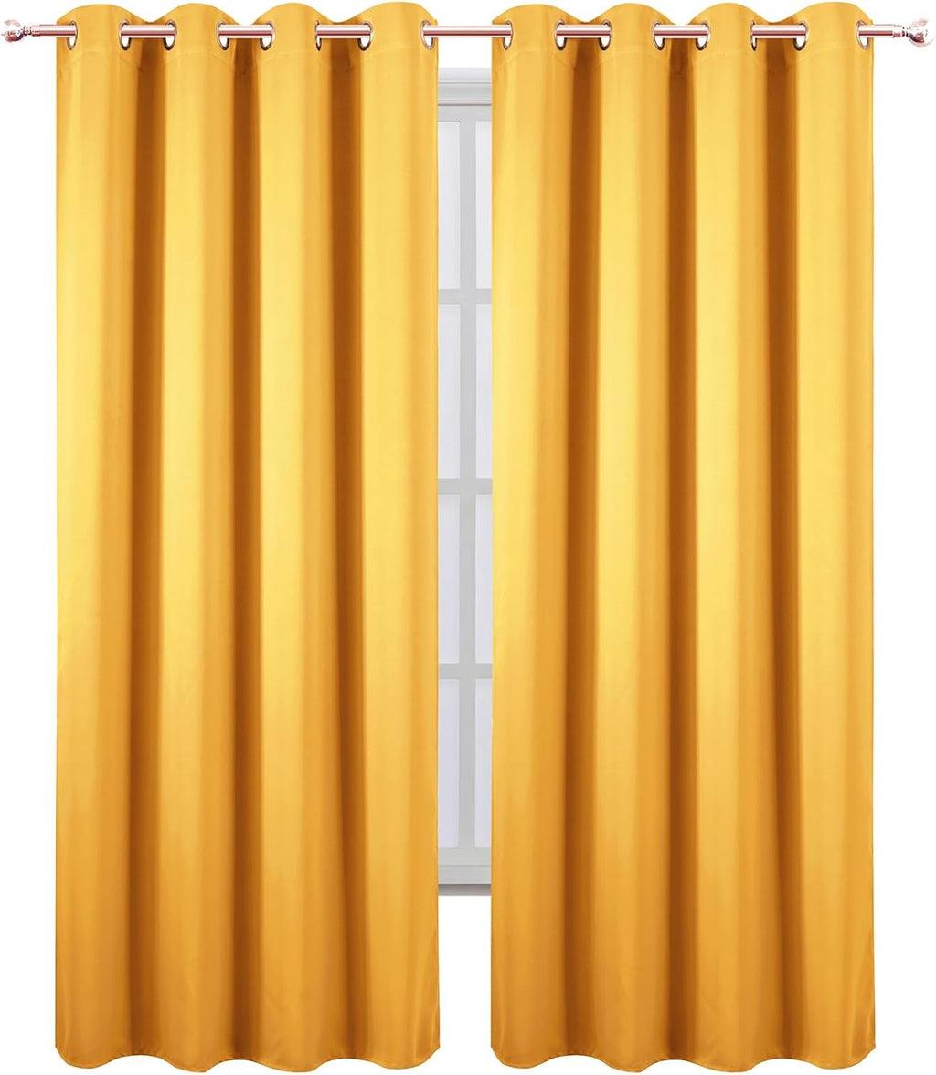 Lemomo Blackout Curtains 52 x 120 Inch Long Yellow Curtains Set of 2 Panels Room Darkening Curtains for Bedroom and Living Room 120 Inch si…