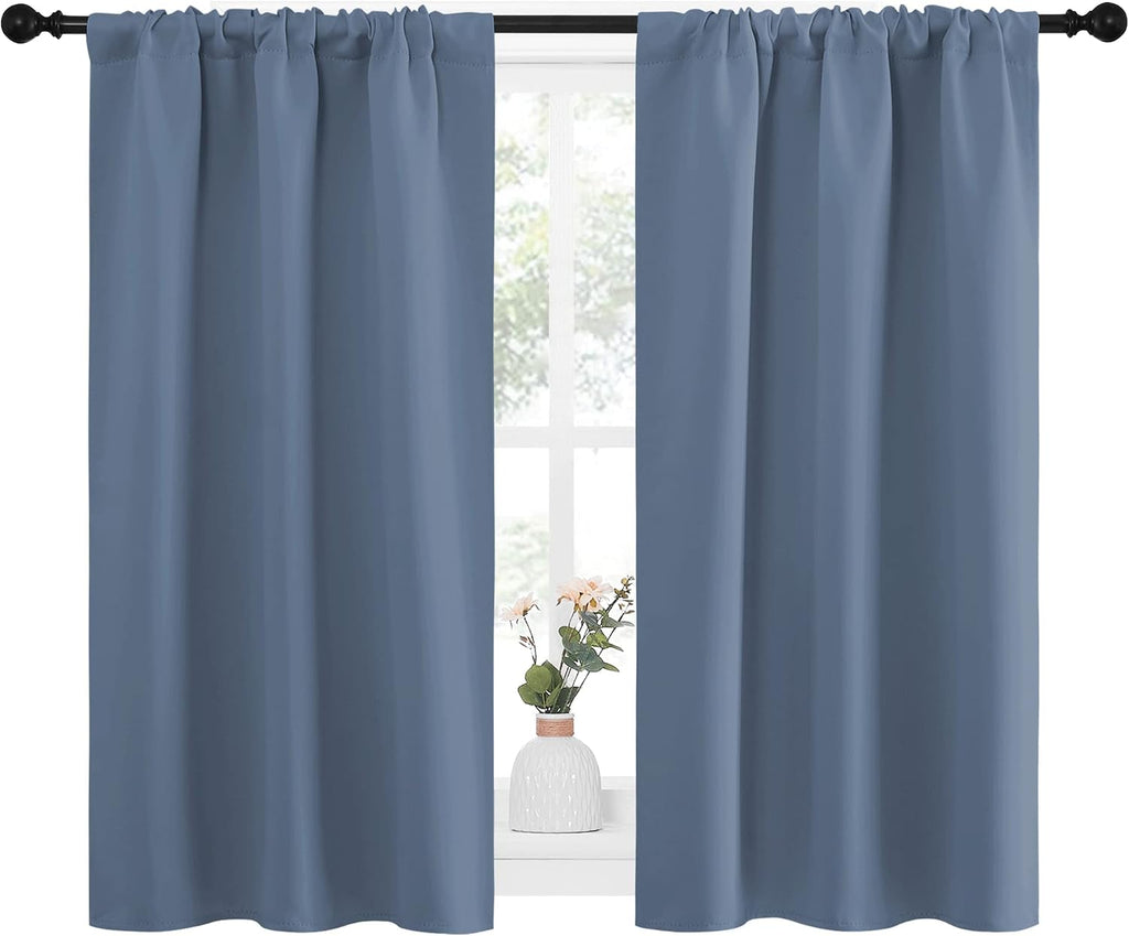 NICETOWN Kitchen Curtains, Short Blackout Curtains & Drapes, Thermal Insulated Blackout Curtain Panels for Kids Room, Play Room (Stone…