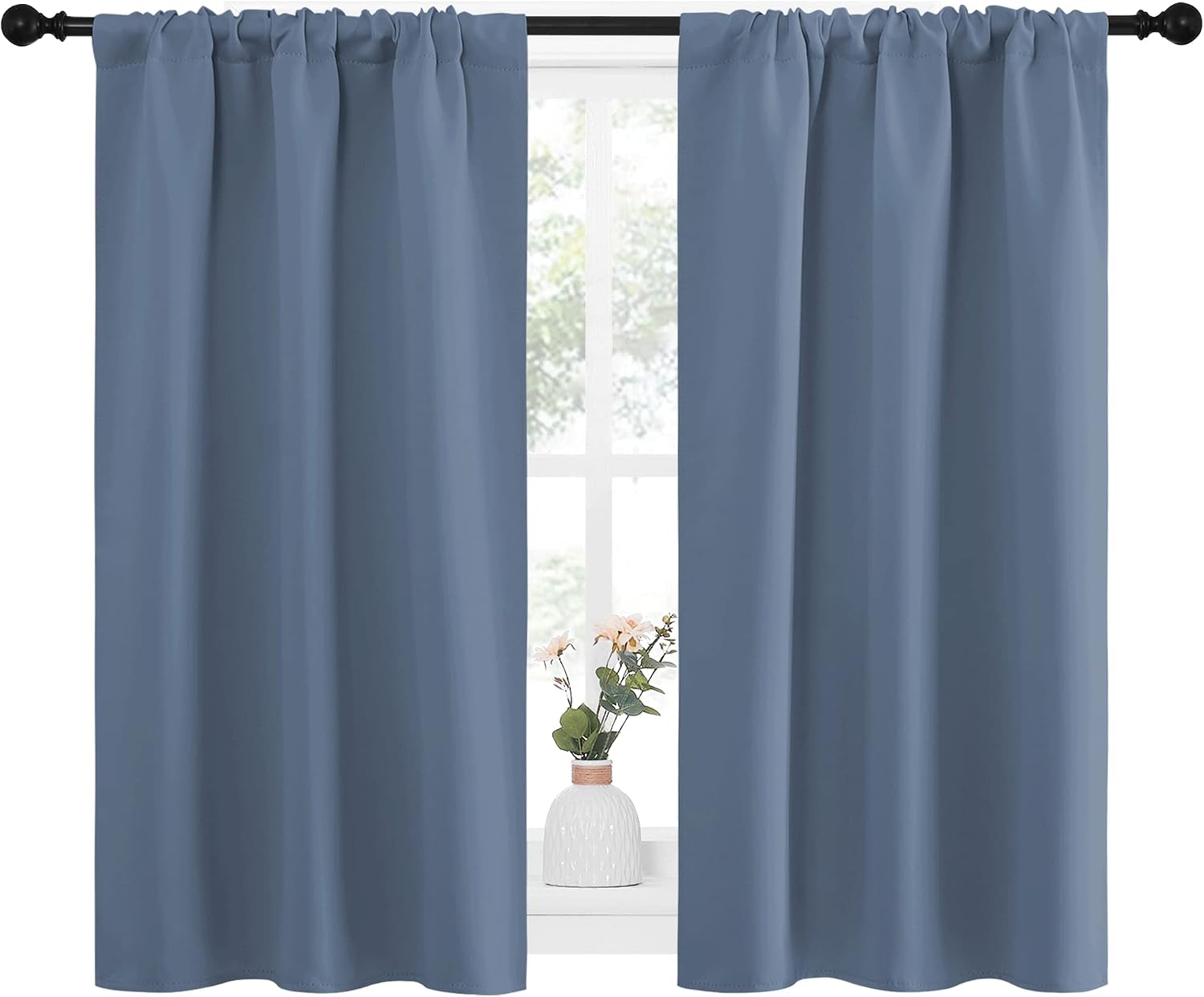 NICETOWN Kitchen Curtains, Short Blackout Curtains & Drapes, Thermal Insulated Blackout Curtain Panels for Kids Room, Play Room (Stone…