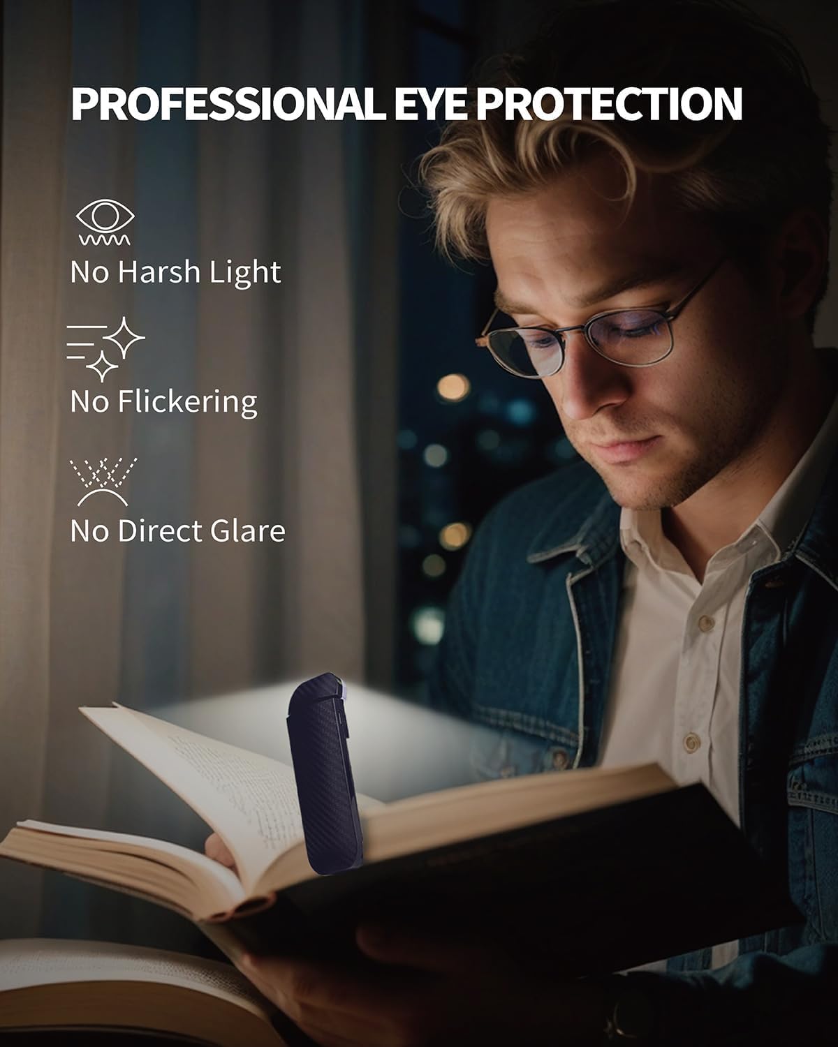 HEMONNKAM Book Reading Light, Rechargeable Clip on Booklight, Eye Caring 3 Color Temperatures & 5 Brightness Levels, Night Use for Bed…