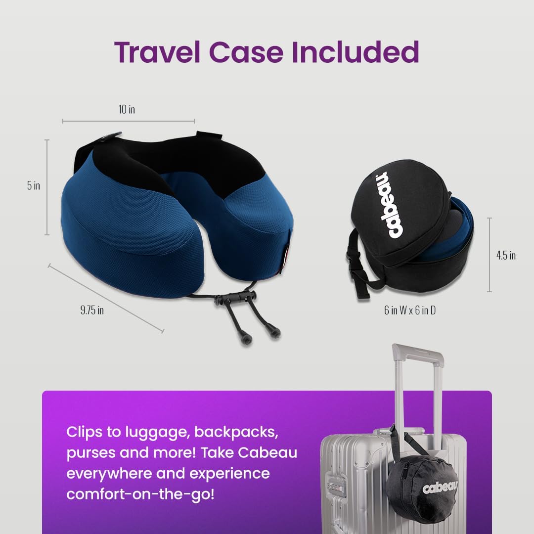 Cabeau Evolution S3 Travel Pillow – Straps to Airplane Seat – Ensures Your Head Won’t Fall Forward – Relax with Plush Memory Foam – Quick-D…