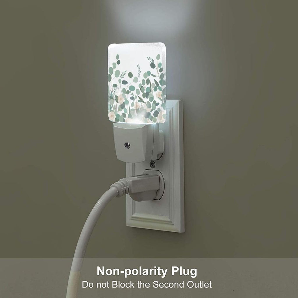 Eucalyptus Branches and Roses Night Light, Plug-in Nightlights Auto Sensor Night Lamp Dusk to Dawn Lamp Home Decor for Nursery Children…