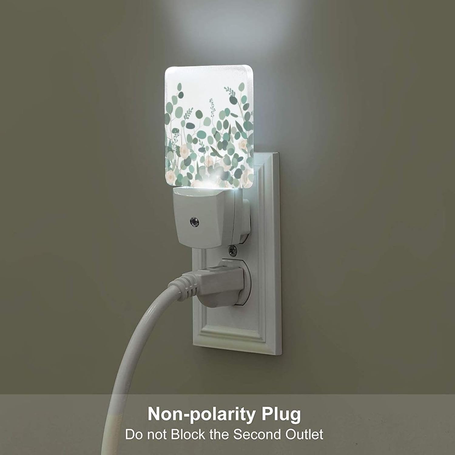 Eucalyptus Branches and Roses Night Light, Plug-in Nightlights Auto Sensor Night Lamp Dusk to Dawn Lamp Home Decor for Nursery Children…