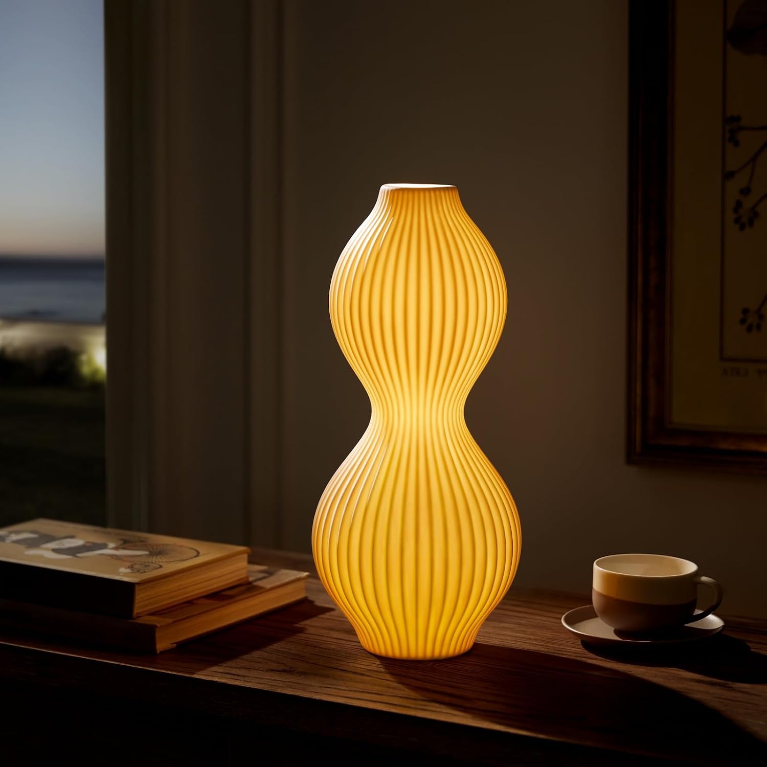 Rondure 15.8" Modern Ceramic Table Lamp, Fully Dimmable Modern Bedside Lamps for Bedroom, Living Room and Nightstand, White Translucent Cer…