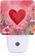 Red Love Hearts Night Light, Plug-in Nightlights Auto Sensor Night Lamp Dusk-to-Dawn Lamp Home Decor for Nursery Children Girls Boys