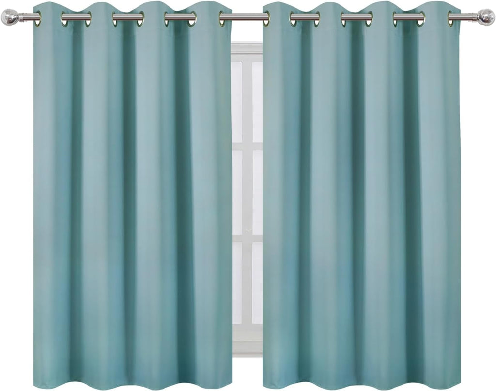 Lemomo Stone Blue Thermal Blackout Curtains/52 x 45 Inch/Set of 2 Panels Room Darkening Curtains 45 Inch Blue