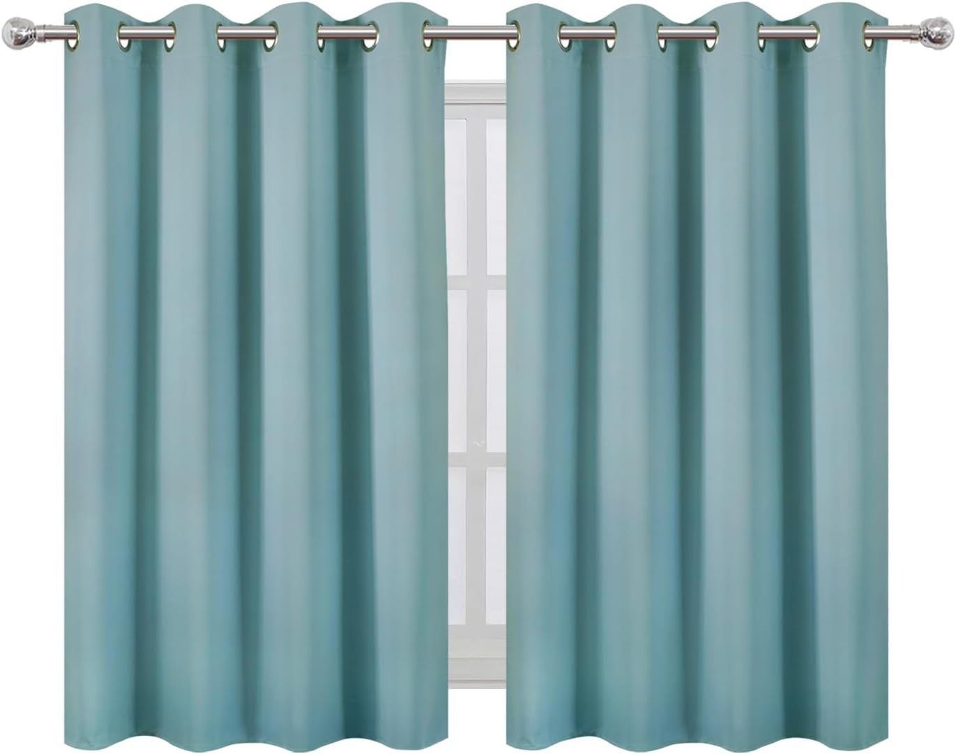 Lemomo Stone Blue Thermal Blackout Curtains/52 x 45 Inch/Set of 2 Panels Room Darkening Curtains 45 Inch Blue