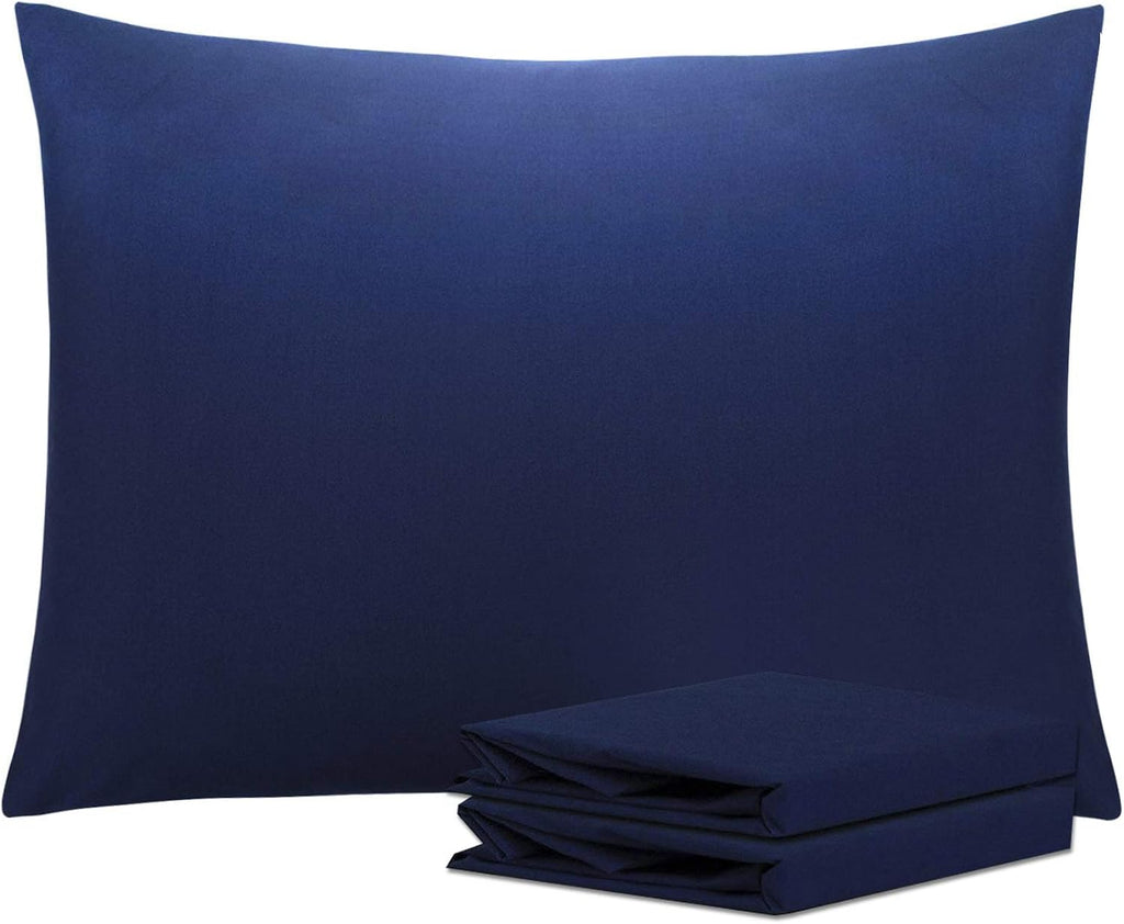 Ntbay Standard Pillowcase Set - 2 Pack Brushed Microfiber 20x26 Pillowcases - Soft, Wrinkle-Free, Fade-Resistant, Stain-Resistant, Navy Blu…