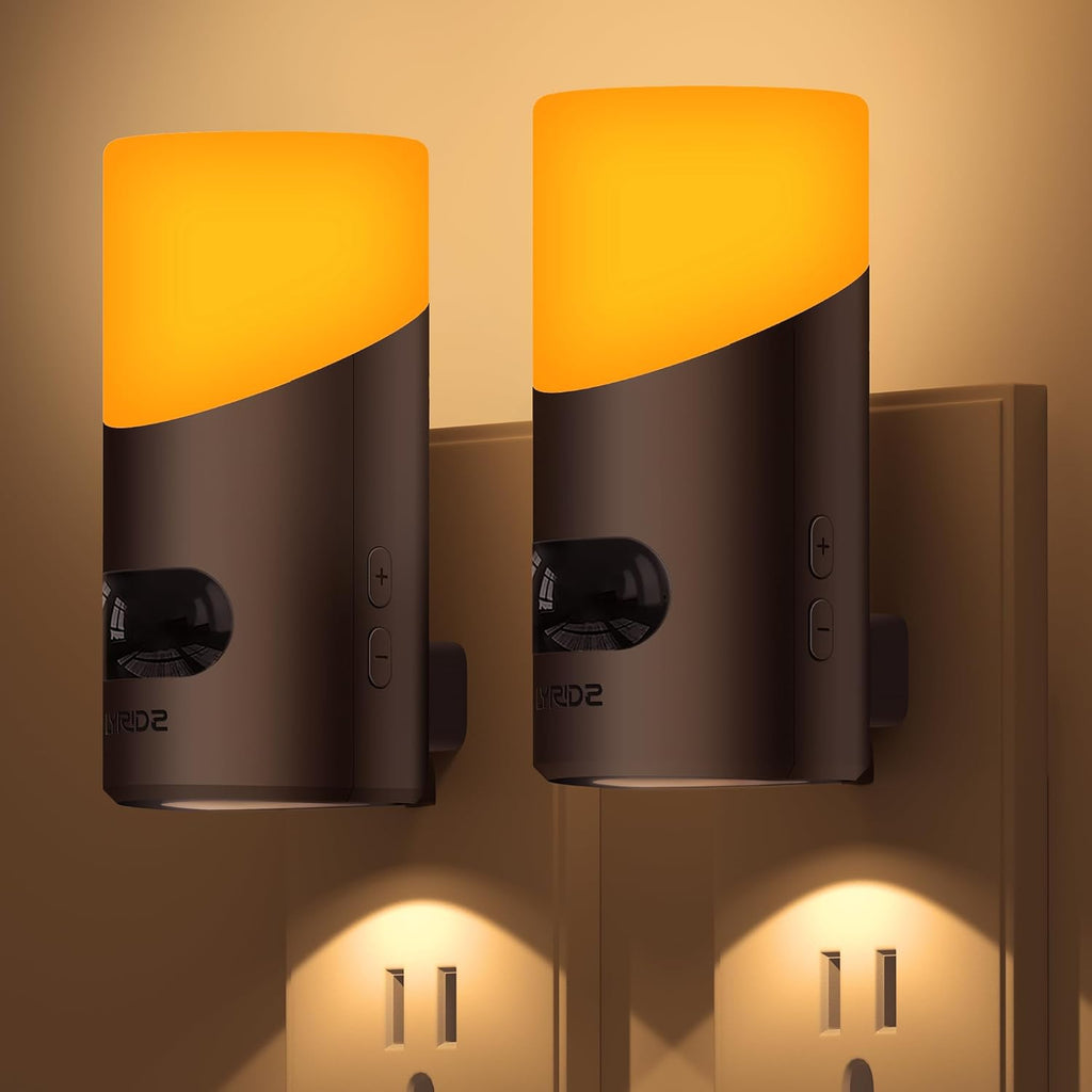 Lyridz Amber Night Light with Motion Sensor, 1-150LM Dimmable Plug-in Nightlight Indoor for Bedroom, Bathroom, Hallway, Stairs, Pet…