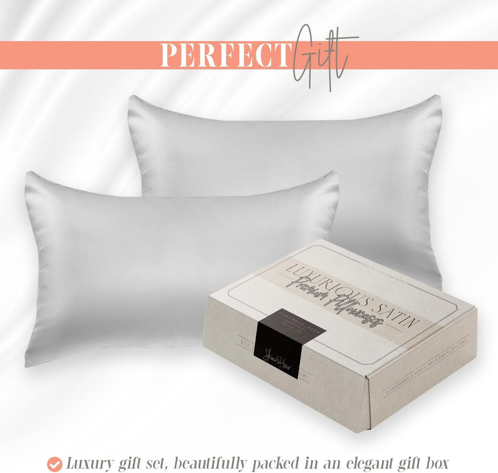 Elegantcomfort Elegant Comfort Silky and Luxurious 2-Piece Satin Pillowcase Set for Healthier Skin and Hair, Hidden Zipper Closure and Beau…