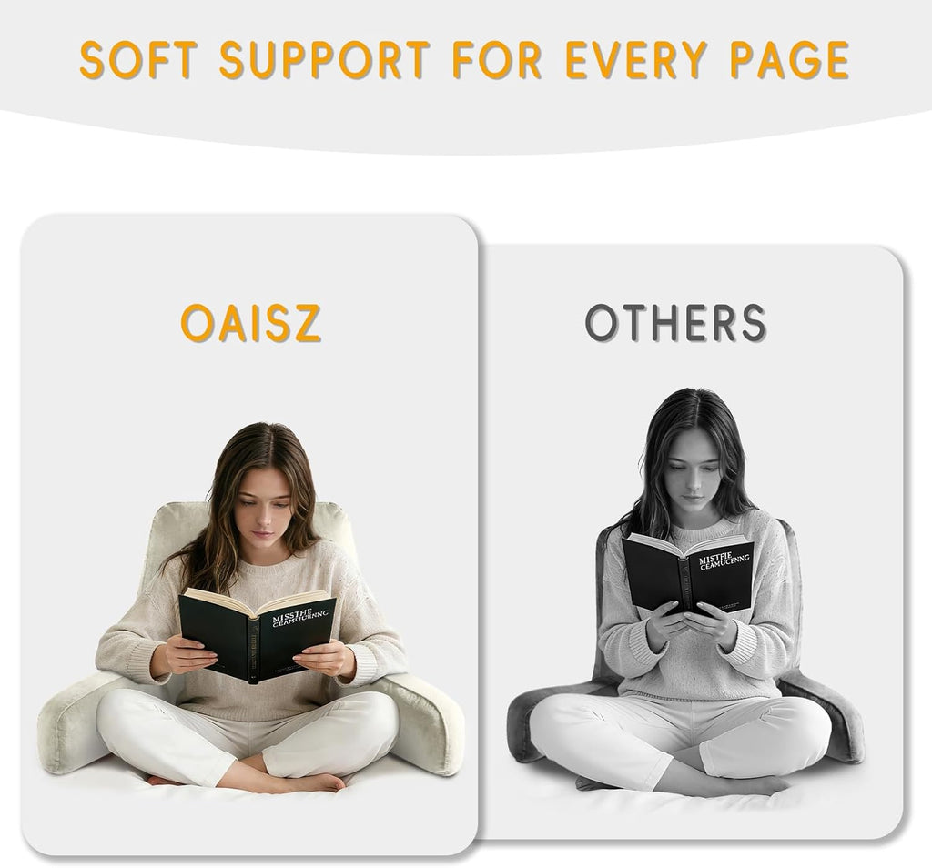 OAISZ Reading Pillow for Sitting in Bed Adult, Reading Pillow with Shredded Memory Foam, Bed Pillow with Washable Cover, Back Pillow…
