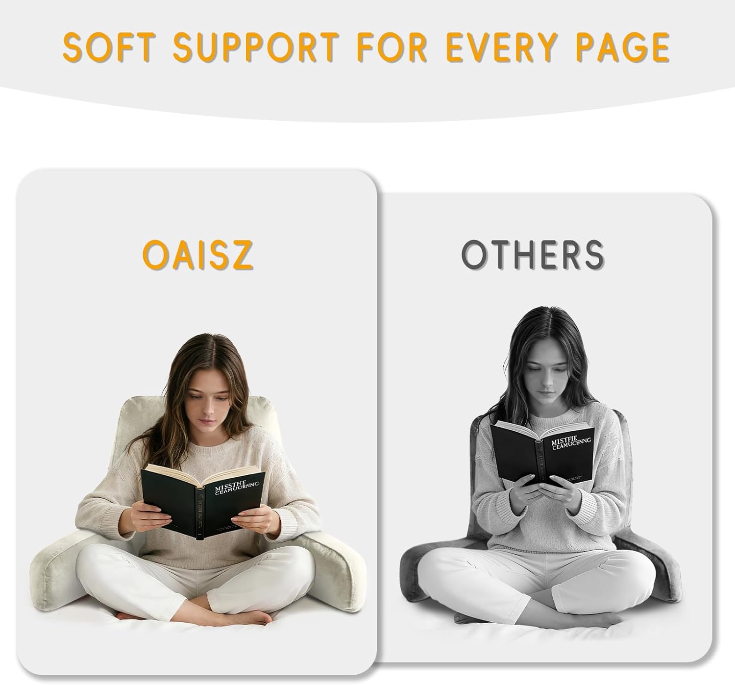 OAISZ Reading Pillow for Sitting in Bed Adult, Reading Pillow with Shredded Memory Foam, Bed Pillow with Washable Cover, Back Pillow…