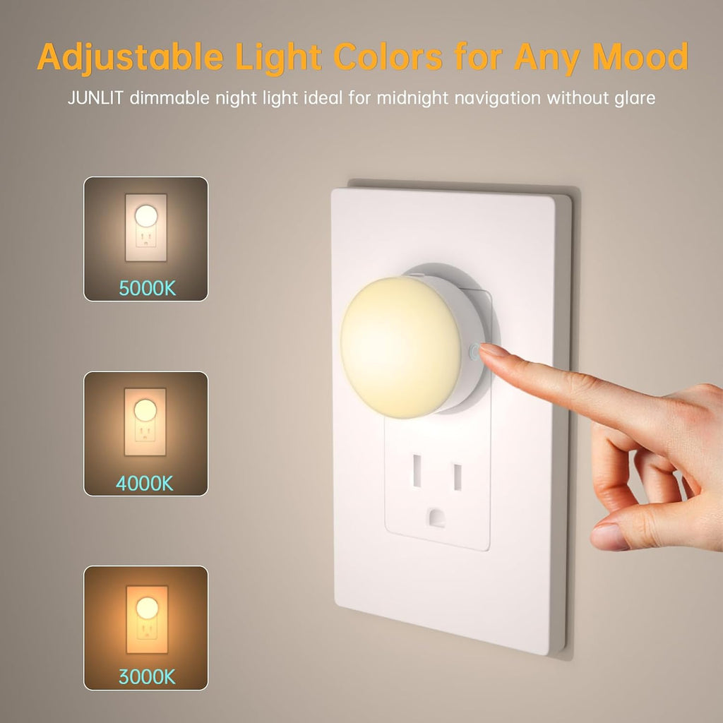 Junlitgroup Night Lights Plug in12 Pack, Dim Night Light with 3CCT, Auto Dusk to Dawn Sensor, 3 Brightness Levels, Dimmable Night Light for…