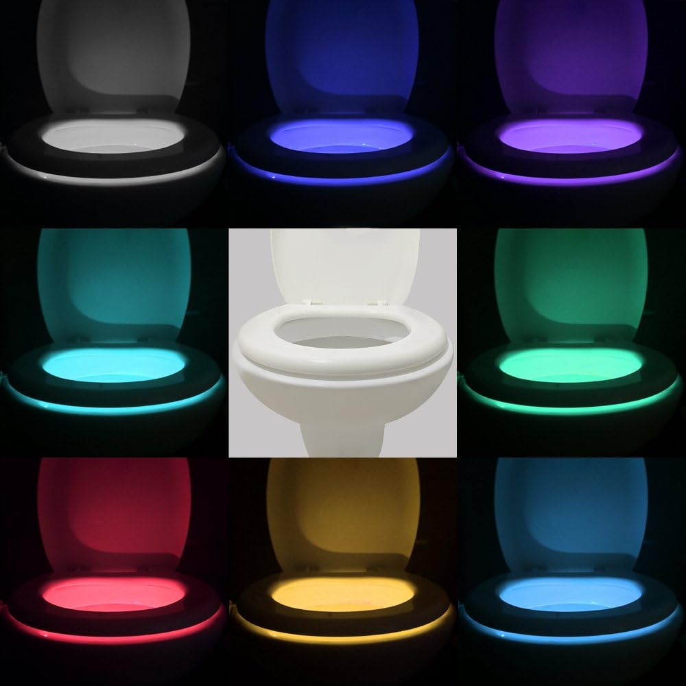 VINTAR 2 Packs 16 Color Motion Sensor LED Toilet Night Light, Toilet Bowl Lights, Cool Gadgets,5 Stage Dimmer, Light Detection