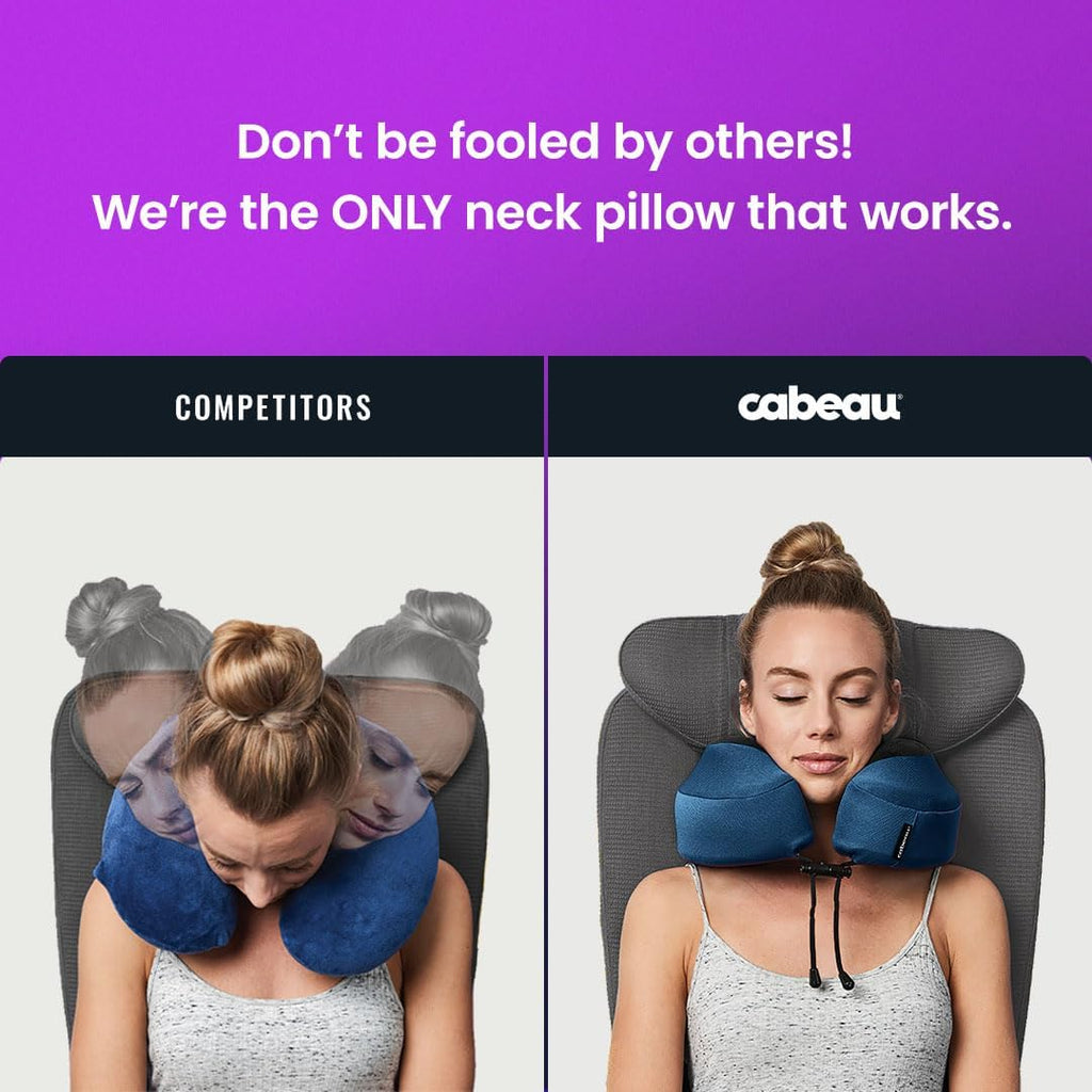 Cabeau Evolution S3 Travel Pillow – Straps to Airplane Seat – Ensures Your Head Won’t Fall Forward – Relax with Plush Memory Foam – Quick-D…