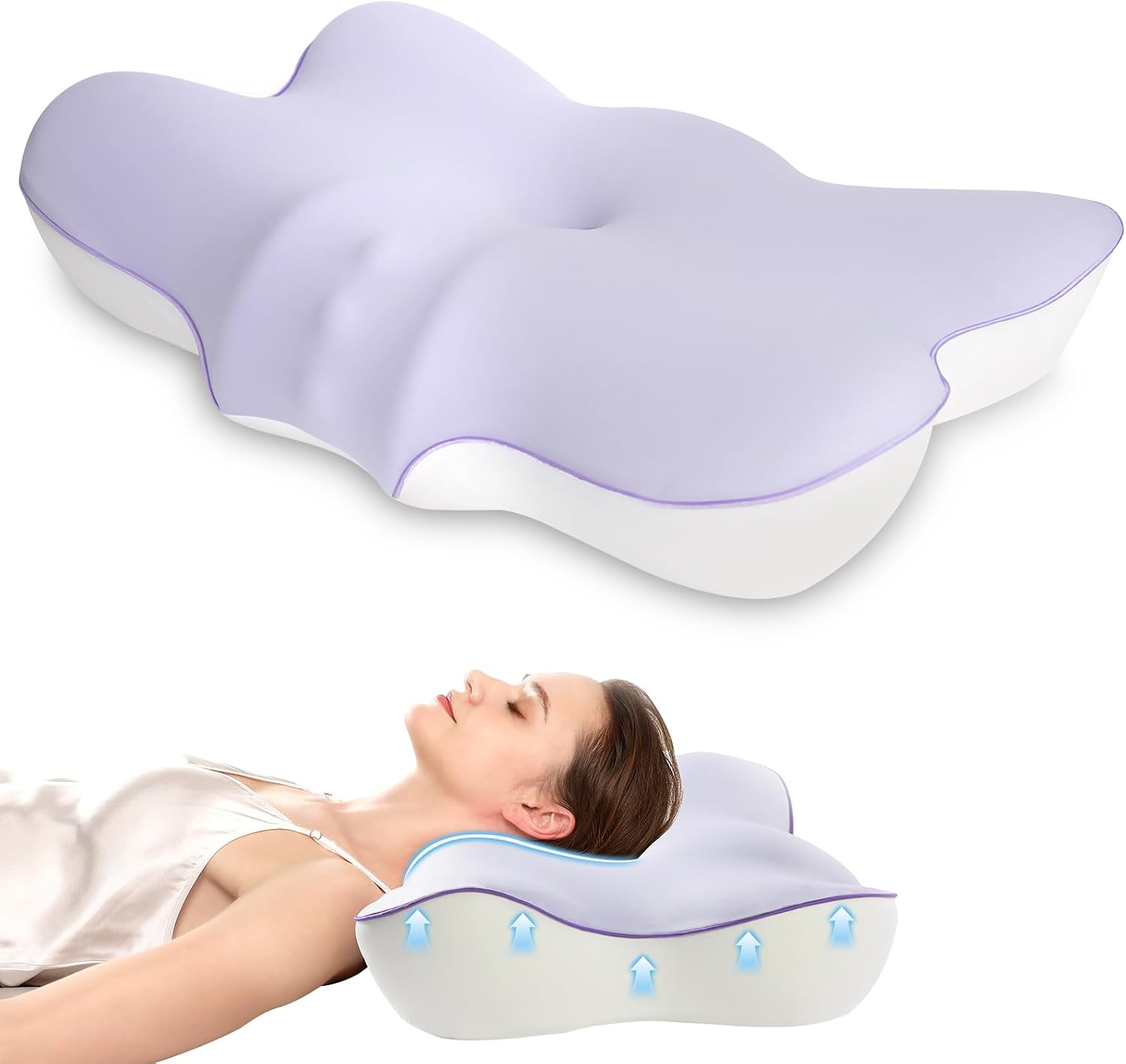 jiaao Cervical Pillow for Neck and Shoulder, Adjustable Memory Foam Neck Pillow for Sleeping, Ergonomic Neck Support Pillows for Side, Back a…