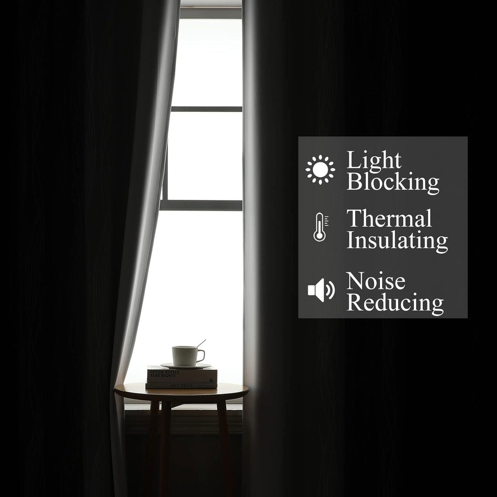 Estelartextiler Estelar Textiler Black and Greyish White Blackout Curtains 45 Inch Length, Light Blocking Gradient Drapes for Bedroom, Ther…