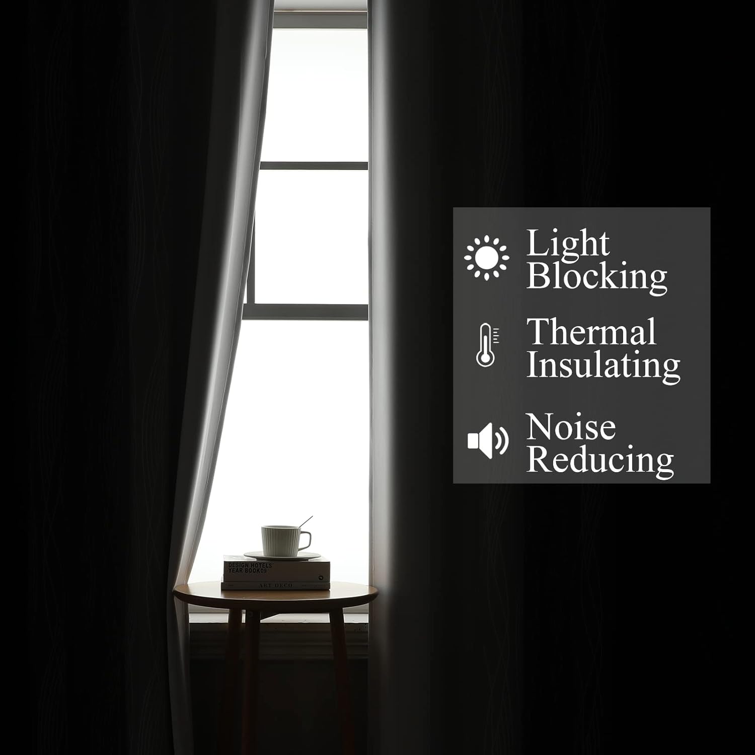 Estelartextiler Estelar Textiler Ombre Greyish White and Black Blackout Curtains & Drapes 63 Inch Length 2 Panels for Bedroom, Thermal Insu…