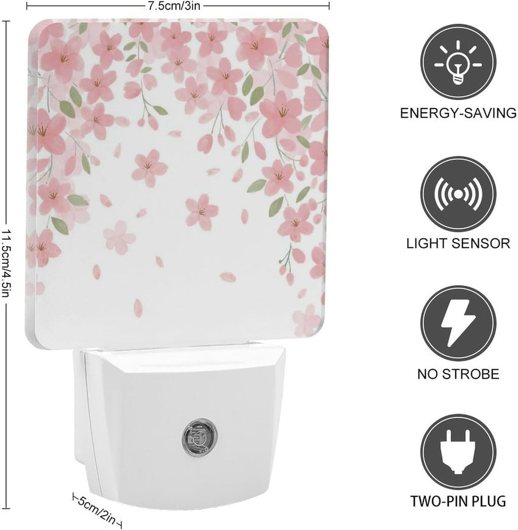 YKJAHSD Falling Flowers Night Light, Plug into Wall Decor Nightlights for Bedroom, Bathroom, Hallway, Kitchen, with Dusk to Dawn Lig…