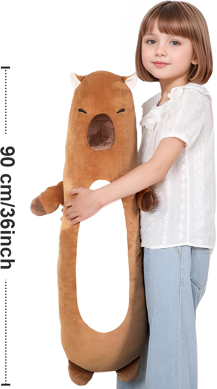Tianmihou 36 inch Capybara Stuffed Animals Long Plush Pillow Toy, Cute Giant Large Big Jumbo Soft Capybara Squishy Animal Plushies Gift…
