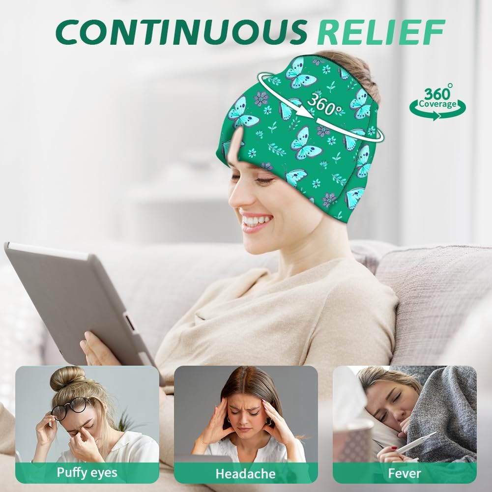 Conbella Migraine Relief Cap, Soothing Headache Ice Face Mask Products, Hot and Cold relaxation, Migraine Headache Relief Cap for…