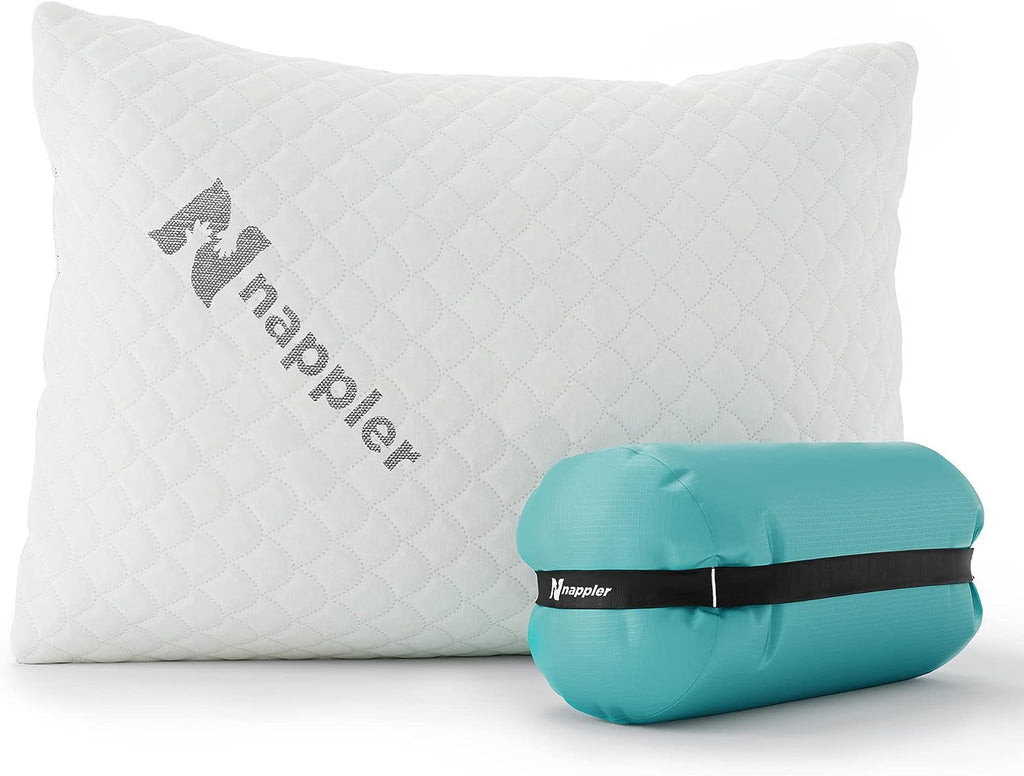 Nappler Small Shredded Memory Foam Pillow for Travel and Camping - Compressible Medium Firm Bed Pillow, Contoured Support, Breathable…