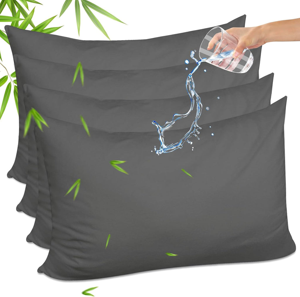 Gogreen Bamboo Rayon Waterproof Pillow Protector, Breathable Pillow Cover, Warm Pillow Case Protector with Zipper, Soft Terry Pillow Case C…