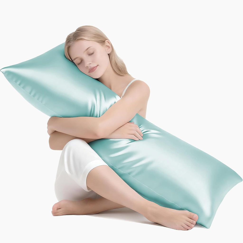 MR&HM Satin Body Pillow Cover, Soft and Breathable Body Pillow Case with Envelope Closure, Cooling and Silky Long Pillowcase for Hair and…