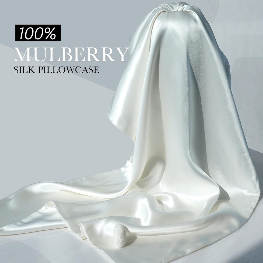Jjimoo 100% Mulberry Silk Pillowcase for Hair and Skin, 22 Momme Pure Natural Silk Pillow Case Both Sided with Zipper, Pillow Cover for Wom…