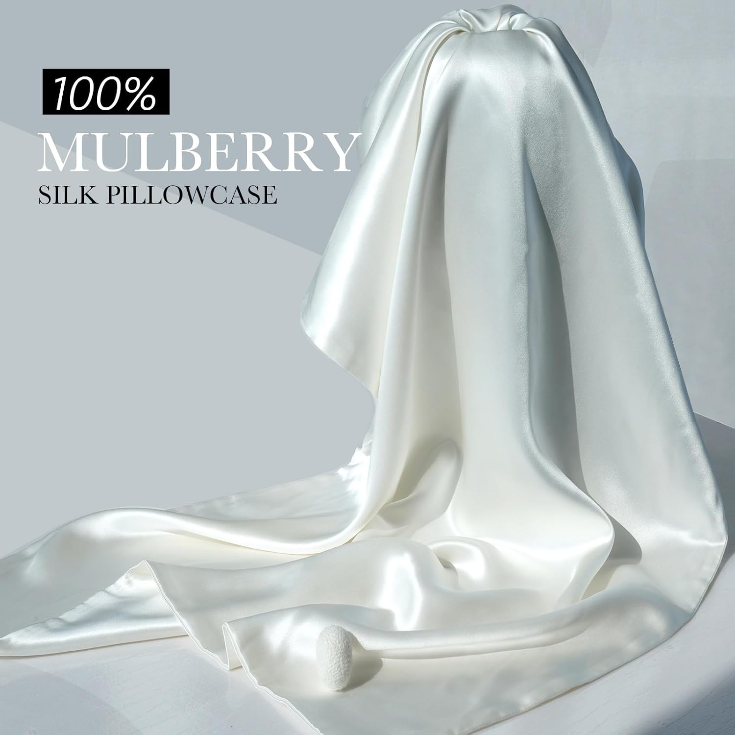 Jjimoo 100% Mulberry Silk Pillowcase for Hair and Skin, 22 Momme Pure Natural Silk Pillow Case Both Sided with Zipper, Pillow Cover for Wom…