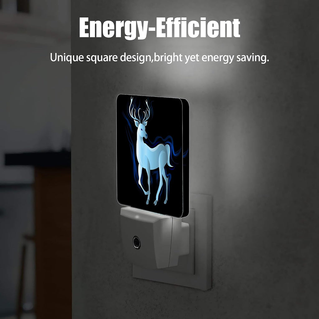 Blue Deer Night Light, Northern Lights Night Lights Plug into Wall Decor for Bedroom, Bathroom, Hallway, Kitchen, Dusk to Dawn Sensor…