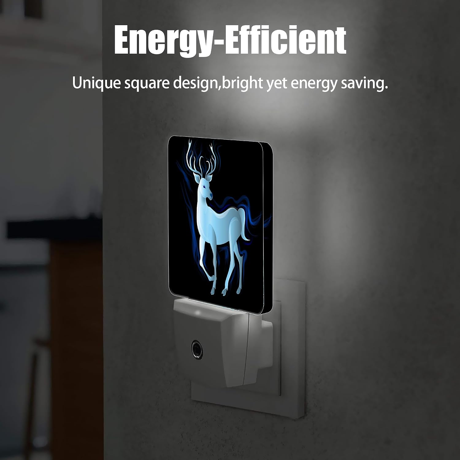 Blue Deer Night Light, Northern Lights Night Lights Plug into Wall Decor for Bedroom, Bathroom, Hallway, Kitchen, Dusk to Dawn Sensor…