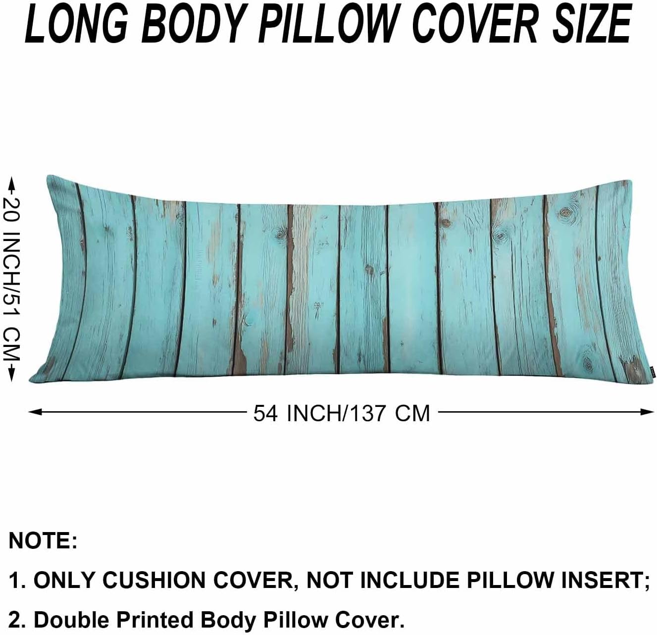 Blue Wood Body Pillow Pillowcase Turquoise Wooden Teal Farmhouse Body Pillow Cushion Covers, 20x54 Inch Bedding Body Pillows Protector…