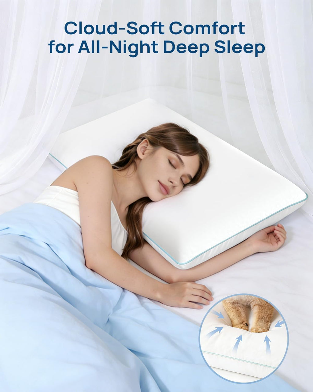 Releep Cool Touch Gel Memory Foam Pillow, Soft Breathable Cervical Neck Pillow, Deep Sleep Pillow, Ergonomic Orthopedic Bed Pillow for Neck…
