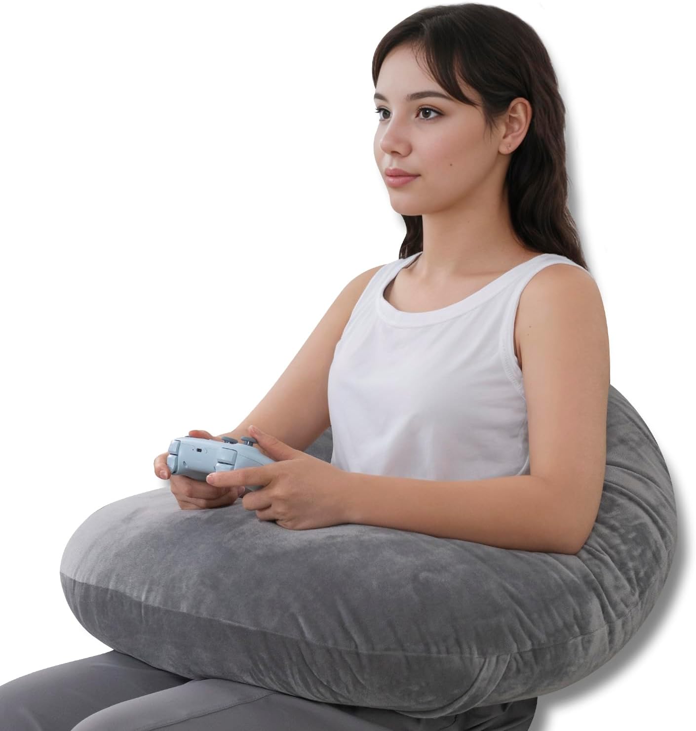 QUEEN ROSE Reading Pillow, Gaming Pillow for Lap, Sitting in Bed or Sofa, Extra Arm Rest for Reading, Playing or Crocheting, Soft Velvet…